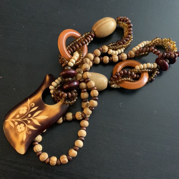 Antique wooden necklace - Picture 3 of 3